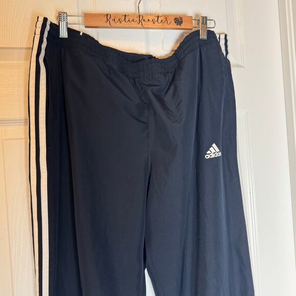 Mens Adidas Navy Blue XL Straight Track Pants Elastic Waist Pockets - Picture 13 of 13